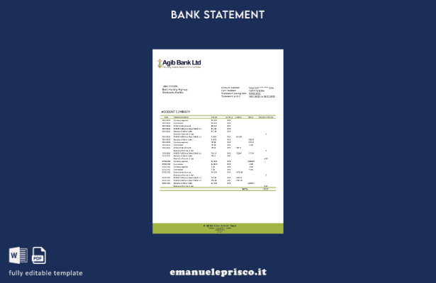 modello di estratto conto.doc della Gambia Arab Gambian Islamic Bank in stile ve